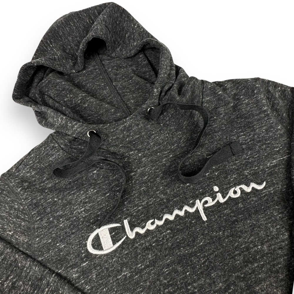 Champion Marled Salt & Pepper Hoodie Women's Small Spell-out Lightweight Soft